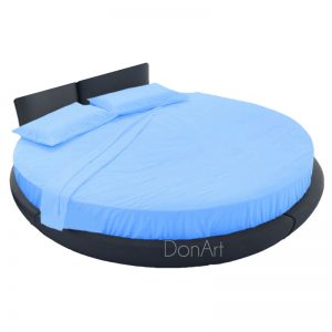 lenzuola per letto rotondo celeste ambientato