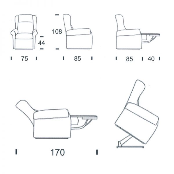poltrona relax alza persona regina misure