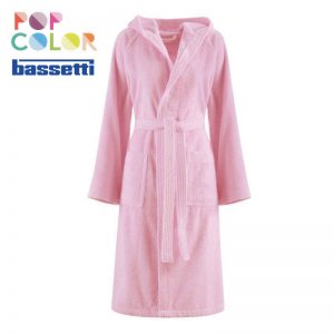 Accappatoio bassetti pop color colore ortensia ambientato logo