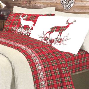 Lenzuola matrimoniali tartan cervo ambientate