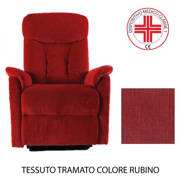 Poltrona relax alzapersona oxford rosso rubino