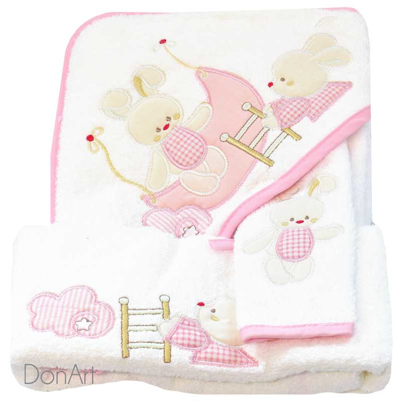 Set tre pezzi neonato coniglietto rosa