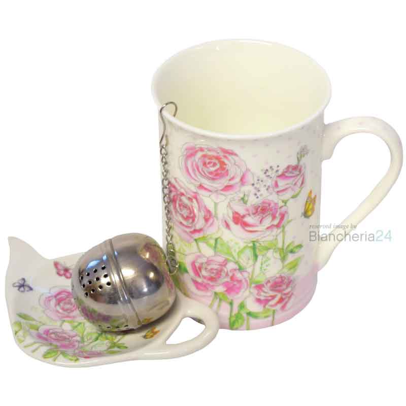 Tazza per Tisane in Porcellana con Coperchio e Filtro Blooms