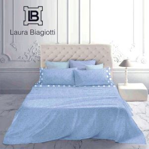 Lenzuola matrimoniali laura biagiotti satya celeste ambientato