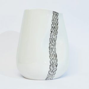 Vaso in ceramica grande colore bianco e oro