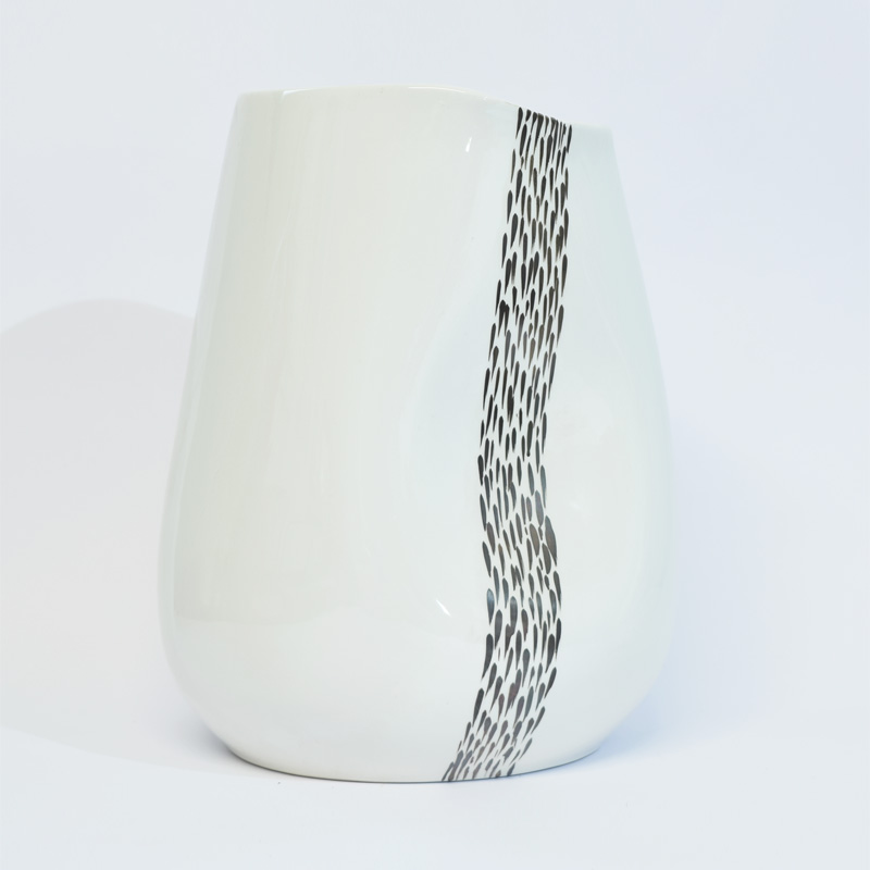 Vaso in ceramica grande bianco e oro