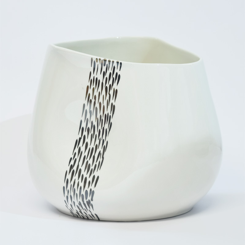 Vaso in ceramica piccolo bianco e oro