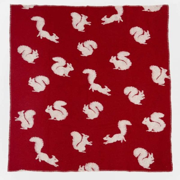 Plaid lana cotta scoiattolo disegno