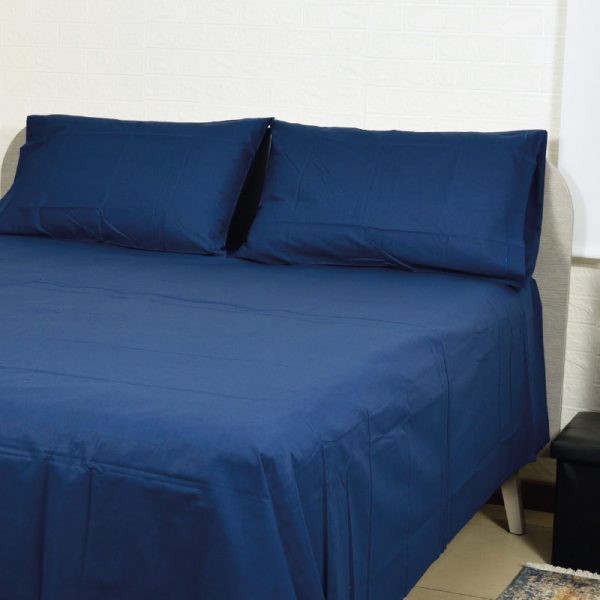 Lenzuola matrimoniali tinta unita blu