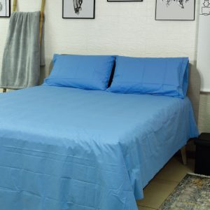 Lenzuola matrimoniali tinta unita azzurro