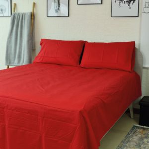 Lenzuola matrimoniali tinta unita rosso