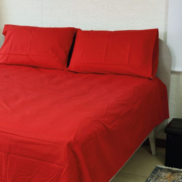Lenzuola matrimoniali tinta unita rosso