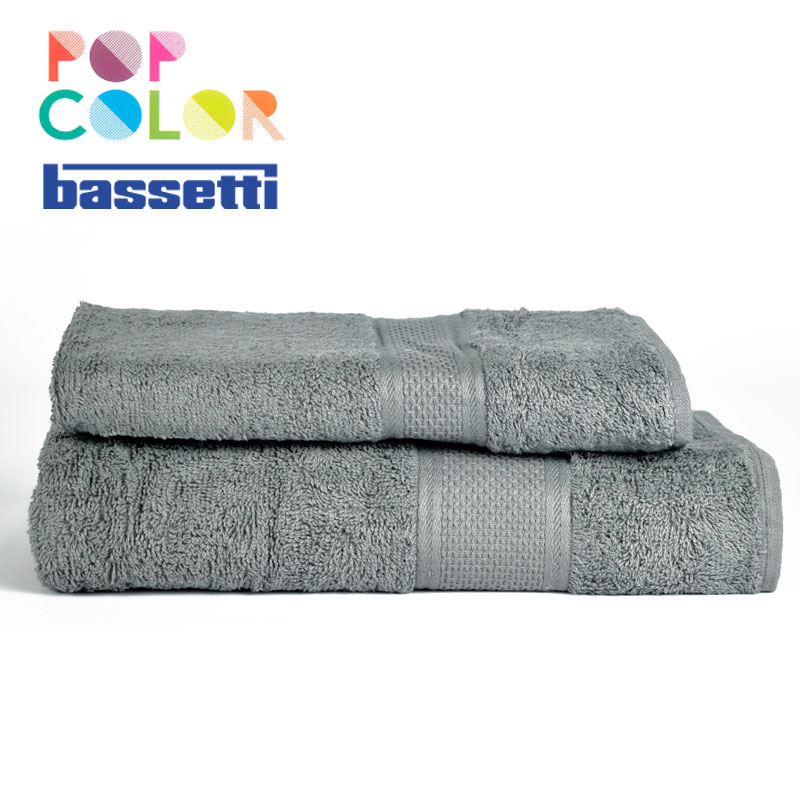 Coppia asciugamani bassetti pop color grigio g6
