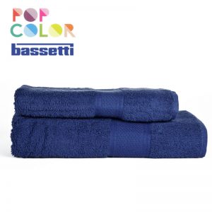Coppia asciugamani bassetti pop color oltremare da