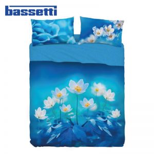Lenzuola matrimoniali bassetti blu mixn ambientato