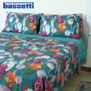 Lenzuola matrimoniali bassetti bruxselles verde ambientate