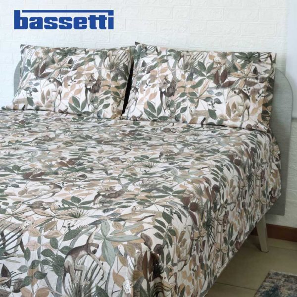 Lenzuola matrimoniali bassetti gibilterra beige ambientato