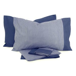Lenzuola matrimoniali duetto righe blu