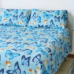Lenzuola matrimoniali dharma azzurro ambientato