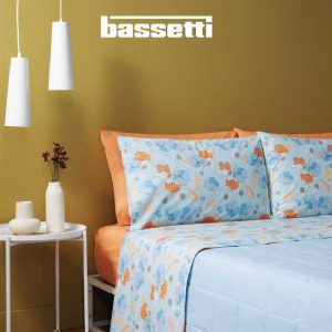 Lenzuola bassetti romantic flower azzurro fianco