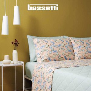 Lenzuola bassetti butterfly rosa fianco