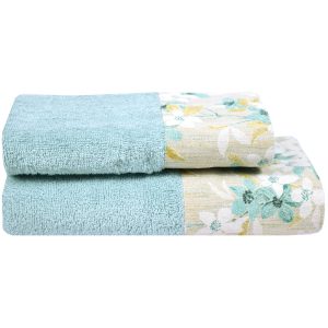 Coppia asciugamani fiori di pesco