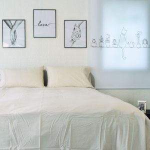 Copripiumino matrimoniale stone washed beige ambientato