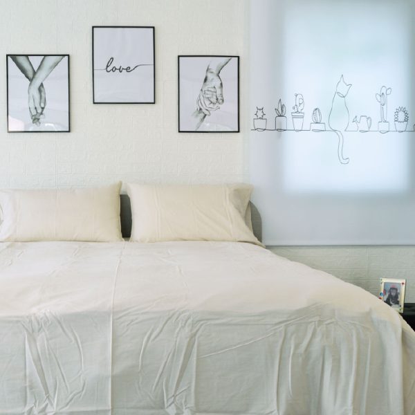 Copripiumino matrimoniale stone washed beige ambientato