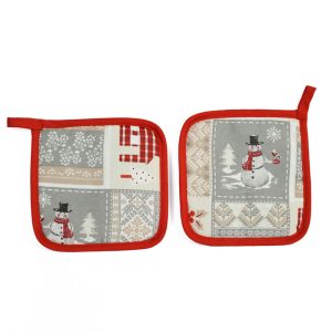 Coppia presine da cucina pupazzo di neve