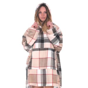 Plaid coperta divano / smart working - 100% Lana Vergine Merino - RIGHE -  crema noisette - lanificio bottoli