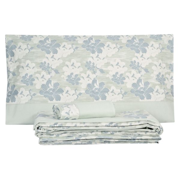 Lenzuola matrimoniali in flanella camelia azzurro