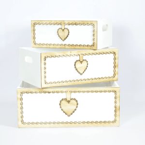 Set tre cassette in legno lovely