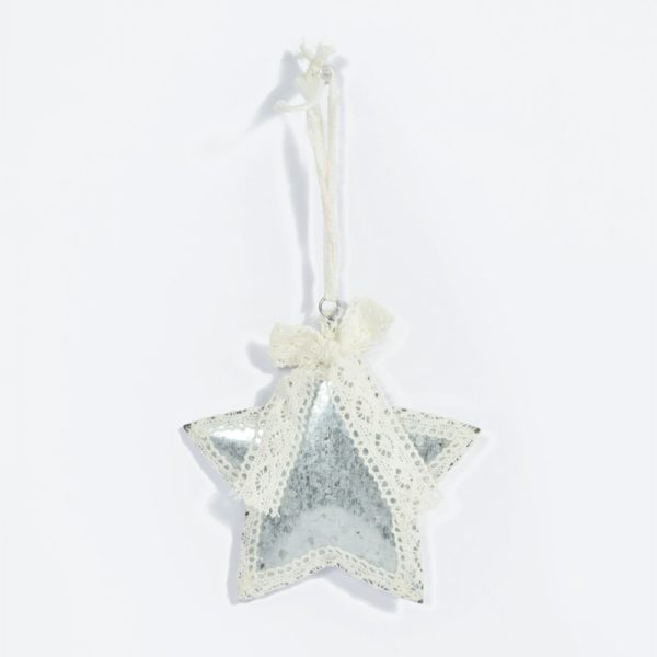 Addobbo Natale stella in metallo con pizzo