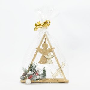 Addobbo Natale triangolo in legno angeli