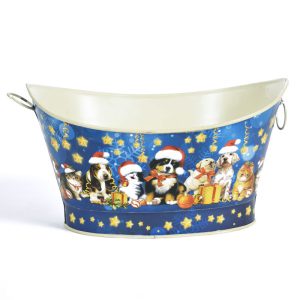 Cesto in latta Natale dog