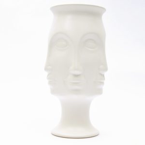 Vaso in ceramica volti bianco