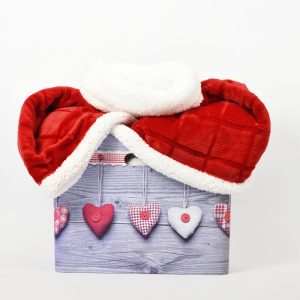 Scatola Natale con poncho rosso