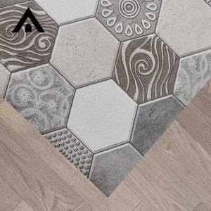 Tappeto a metro esagoni grigio particolare