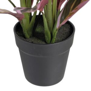 Pianta finta con foglie rosa verde vaso