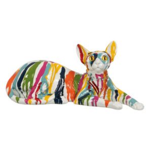 Statua decorativa gatto multicolore