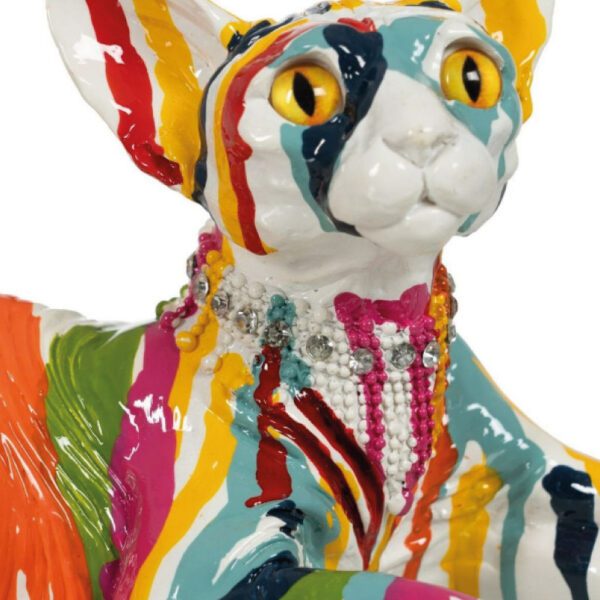 Statua decorativa gatto multicolore muso