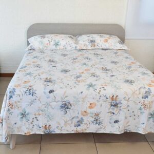 Completo lenzuola matrimoniali flower bianco