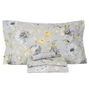 Completo lenzuola matrimoniali flower grigio piegato