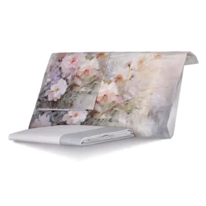 Lenzuola matrimoniali garden righine grigio con disegno floreale