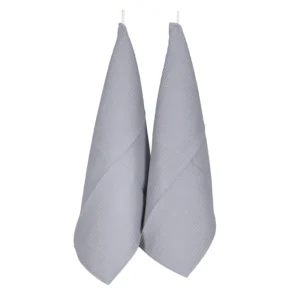 Set due strofinacci da cucina nido d'ape colore grigio