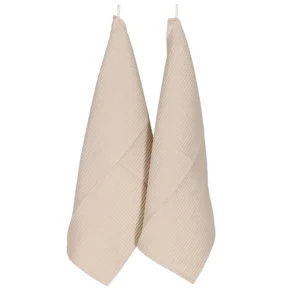 Set due strofinacci da cucina nido d'ape colore sabbia