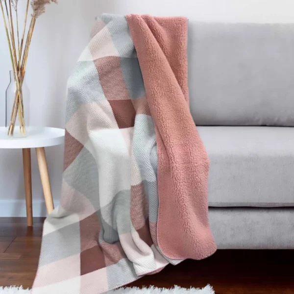 Coperta plaid linè rosa misura 210x240