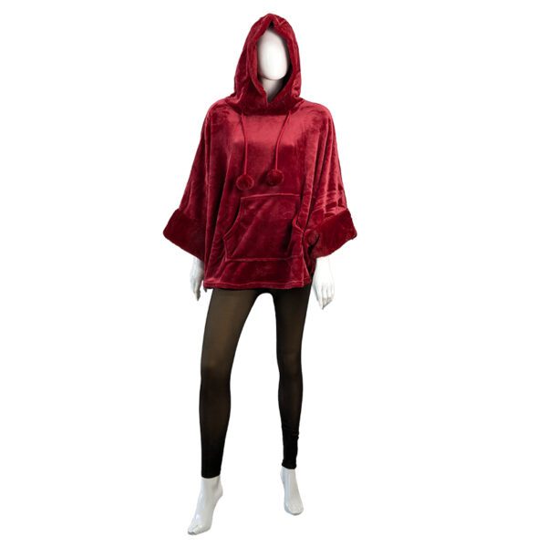 Poncho con cappuccio lizzie colore bordò