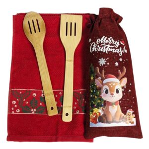 Sacchettino renna di Natale con asciughino e mestoli