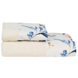 Coppia asciugamani rose e farfalle blu